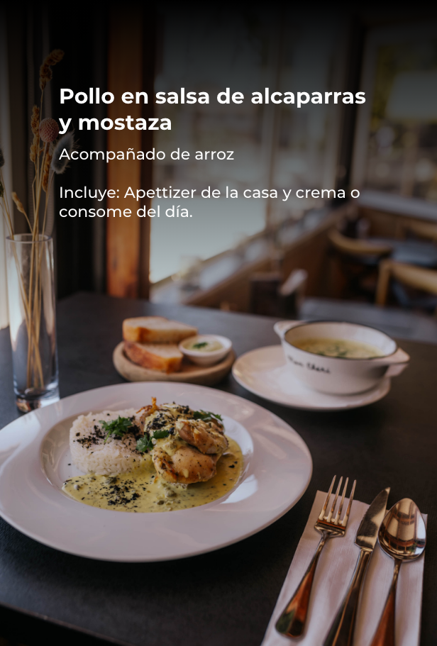 Menu Semanal Pollo en Salsa de Alcaparras y mostaza